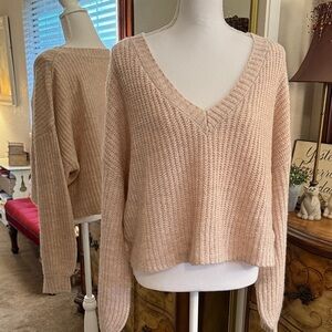 Francesca's Collections Tan V-Neck Sweater